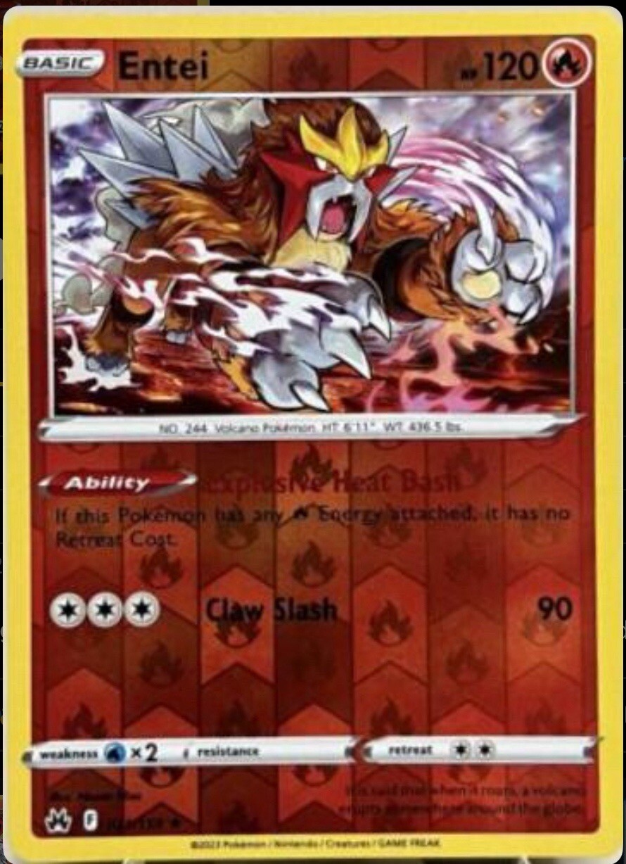 Pokemon Card Entei Crown Zenith Reverse Holo Rare 021/159 NM/M
