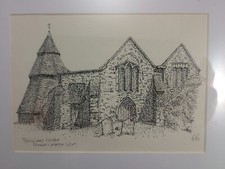 Brookland Church, Romley Marsh. Ink On Paper Drawing. Framed Original. Signed