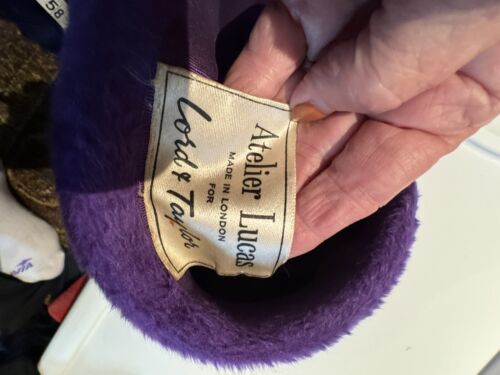 Vintage 1960s 1970s Atelier Lucas Lord & Taylor Purple Mod Hat London RARE - Picture 4 of 4