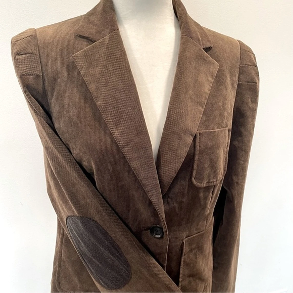 Vintage Mango Suit Blazer Corduroy Patched Elbows Padded Shoulders