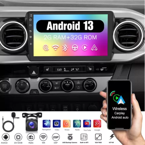 Apple CarPlay Car Radio GPS Stereo Navi For Toyota Tacoma 2016-2021 Android 13.0 - Picture 2 of 19