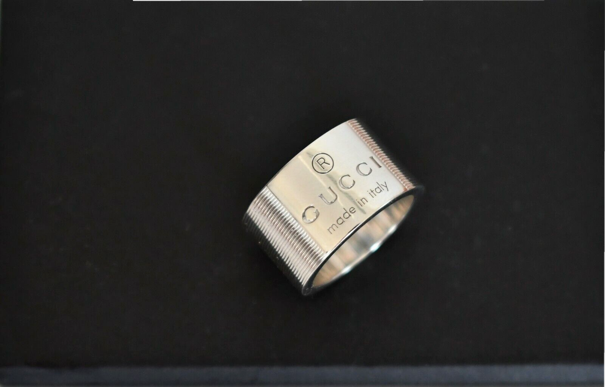🆕️ Authentic GUCCI TRADEMARK .925 STERLING SILVER Wide 🆕️ Authentic GUCCI TRADEMARK .925 STERLING SILVER Wide
