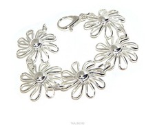 bracciale vero argento 925 maestoso grandi fiori margherite semirigido imponente