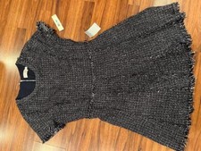 NWT New Eliza J Navy Blue Shimmer Tweed Fit & Flare Dress 16
