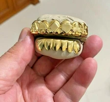 Hip Hop 14K Gold Plated Mouth Teeth Grills Grillz Set Ace Poker Card Deck Vegas