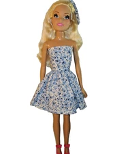 Handmade By Me Dress and Bow, Made to Fit Barbie Best Fashion Friend 28" doll.