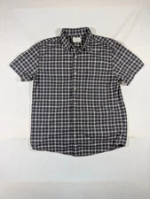 Mutual Weave Shirt Men's Large Button-Up Short Sleeves Plaid Black White