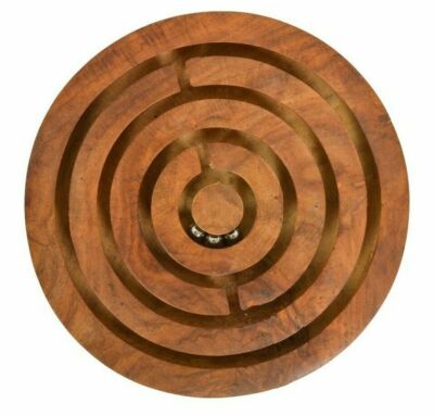 Antique Round Labyrinth Maze Wooden Toys Brain Teaser Puzzle Game For Kids