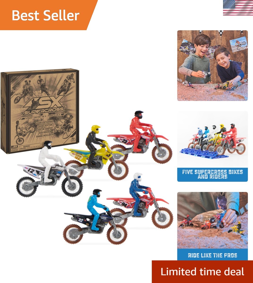 1:24 Scale Die-Cast Motorcycles 5-Pack with Riders - Perfect Gift