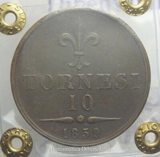Napoli - Francesco II°  - 10 Tornesi 1859 N - SPL Periziata