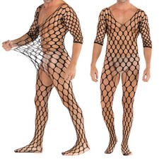 Col En V Combinaison Sexy Étroit Homme Transparent Maille Sheer sous-Vêtements