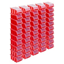 50x Stapelbox mit Deckel Box Sortierbox Rot NPKL6 10x15,5x7