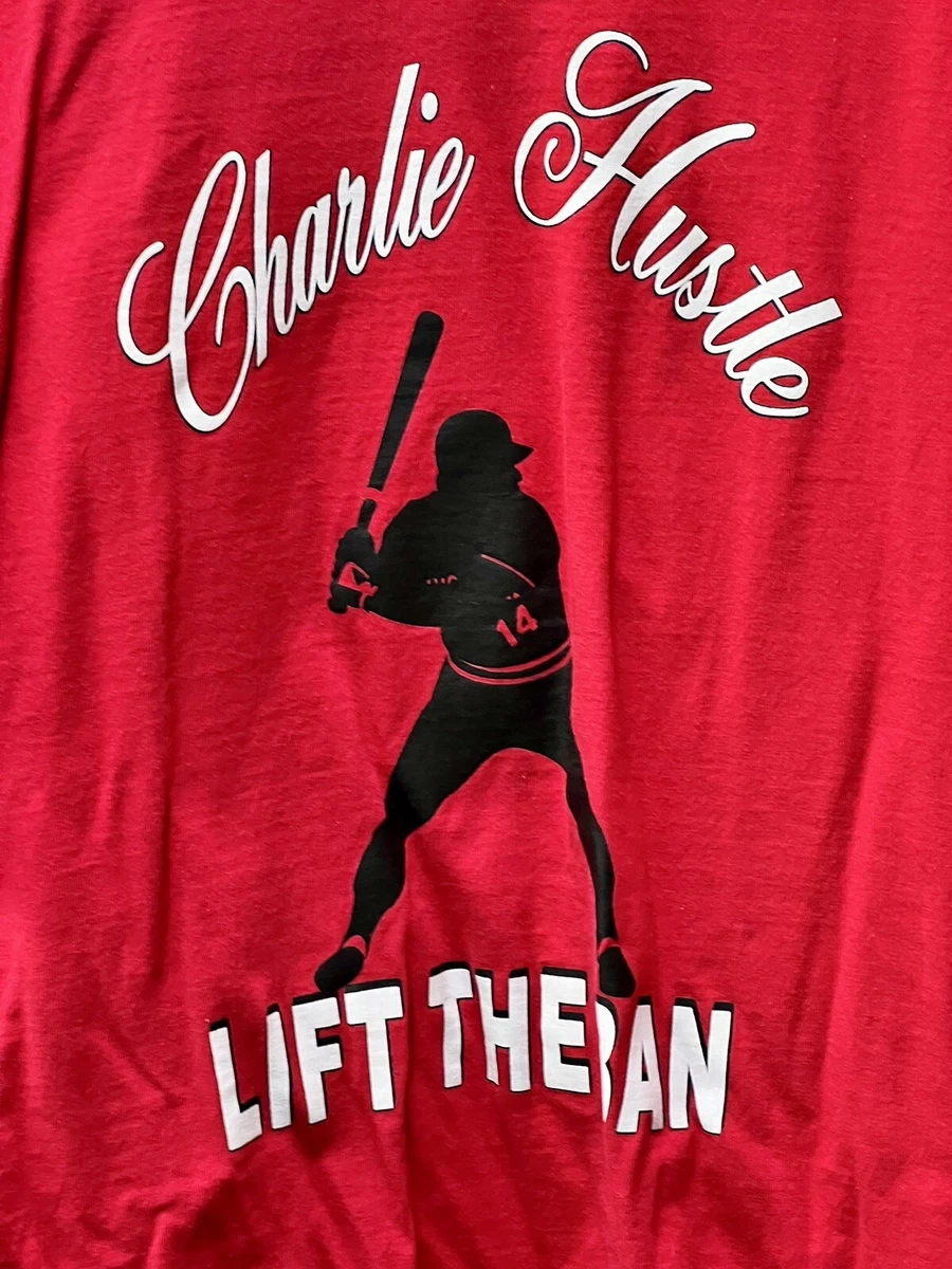 Vintage Cincinnati Reds T-Shirt Charlie Hustle Pete Rose Lift the Ban 14  Shirt L