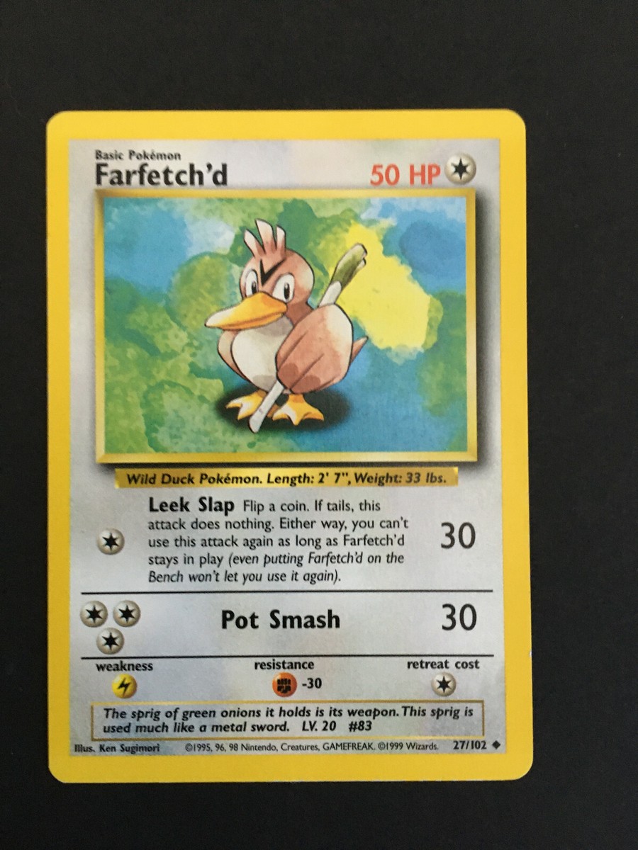 Pokemon Farfetch'd 27/102 - Base Set - Excellent - All Cards Same Condition Pokemon Farfetch'd 27/102 - Base Set - Excellent - All Cards Same Condition