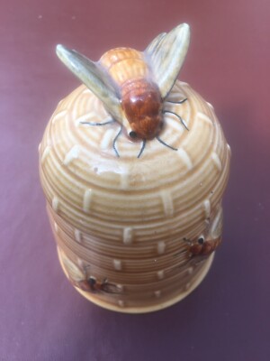Vintage Keramik mit Deckel Bienenstock Honig/Konserve/Zuckerkanne-Hummel Endstück