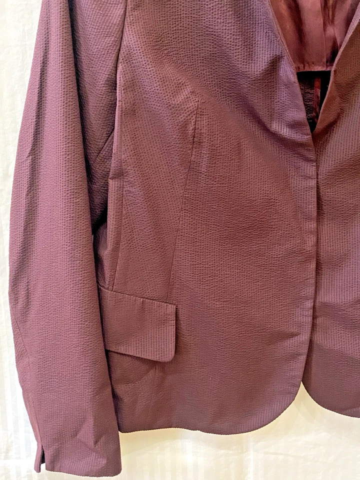 Chaqueta Akris Borgoña 100% Seda Brillo Texturizado Clip + Pantalones Traje 10 Foto 3 de 4