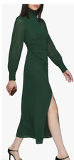 New Women's Reformation Aude High Neck Long Sleeve Midi Dress In Forest Green 0