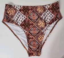 Zaful High Waist Bikini Bottom M Abstract Design