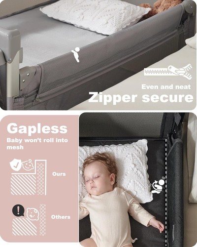 AirClub Baby 4 in 1 Bassinet Bedside Sleeper, Baby Bedside Crib Sleeper, Playard - Picture 4 of 9