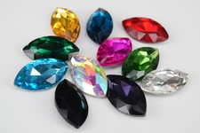 50pcs Navette 17mm x 32mm Glass Crystal Rhinestone Faceted Colour Jewels DIY