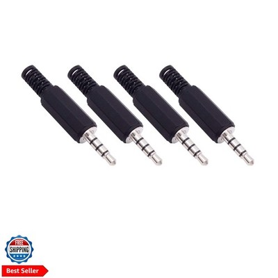 4 Pack 3.5mm Replacement Repair Plug Jack TRRS 4 Pole Stereo Male Plug 1/8'' 3...