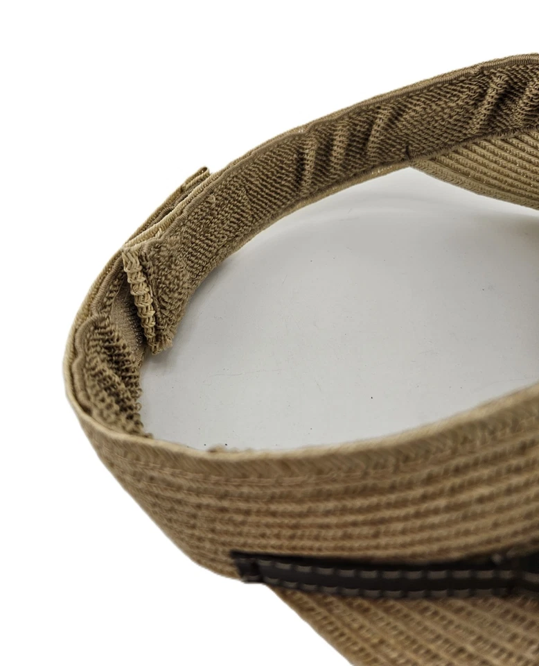 Nine West Straw Visor Hat Adjustable Brown Faux Leather Beach Sun Hat - Image 3 of 4