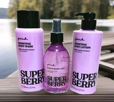 VICTORIA'S SECRET Pink Super Berry Boosting Body Lotion,Mist Fragrance,Body Wash