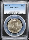 1961-D Benjamin Franklin Half Dollar MS 64#26FEB044