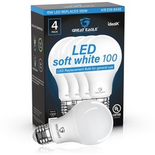Great Eagle A19 LED Light Bulbs 100 Watt Equivalent UL Listed Soft White 30...
