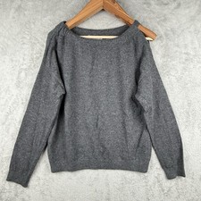 Vince Cashmere Sweater Womens S Gray L/S Open Shoulder Boatneck Relaxed Modern