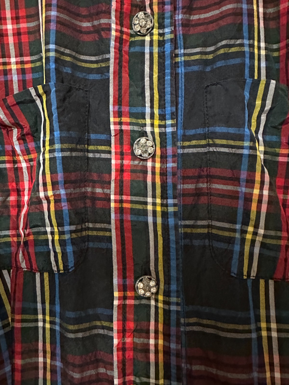 Vintage Moschino Couture Silk Shirt Dress Tartan Check Belted Italy IT 42 image 6