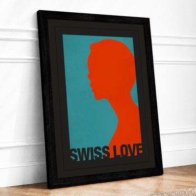 Schweizer Liebe Typografie gerahmter Wandkunstdruck Wohndeko fertig zum Aufhängen