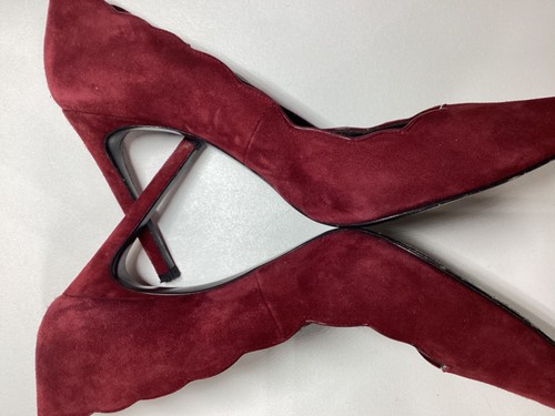 Stuart Weitzman Crimson Red Burgundy Suede High Heel Pumps - Picture 10 of 16