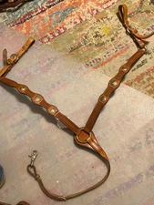 used Breast Collar conchos Tooled Leather western Tack FREE SHIPPING