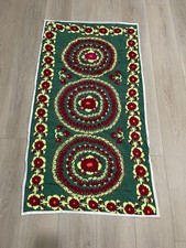 66x36" Embroidered Suzani Table Throw. Uzbek Table Cover. Vintage Bedspread