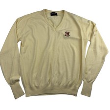 Hogan Men’s Yellow Castlewood Country Club Knit V-Neck Sweater Size XXL L/S