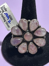 Pink Moonstone Flower 925 Sterling Silver Ring Size 9 -13.3 Grams pm2