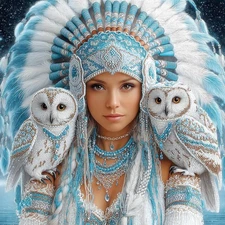 Owl Fantasy 500 Piece Jigsaw Puzzle for Adults - Winter Theme Mystical Art 20x20