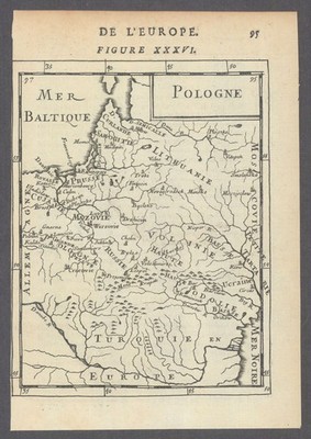 POLNISCH-LITAUISCHES COMMONWEALTH. Polen Weißrussland. Städte & Flüsse. MALLET 1683 Karte