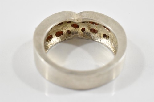 Geometric Hand Cast Solid Sterling Silver Ring Beaded Design Size 6-3/4 - Picture 9 of 11