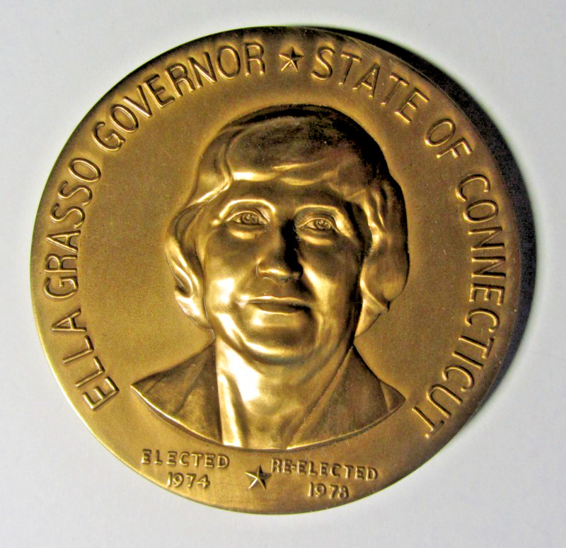 Vintage Ella Grasso Connecticut Governor Bronze Medal 1974-1978 Capitol