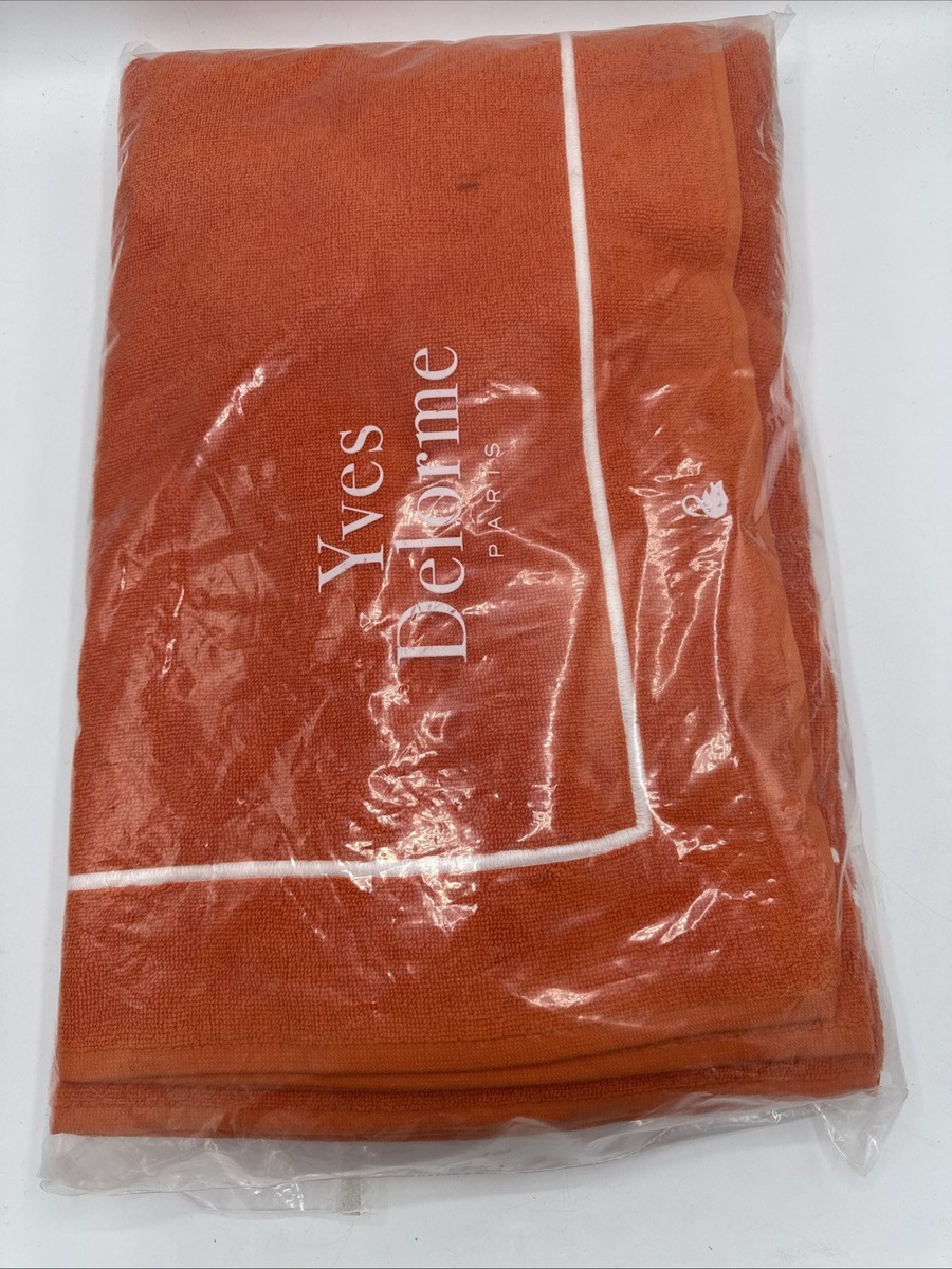 Yves Delorme Crosiere Orange Beach Towel Oranger NEW! 36”x79