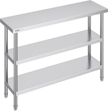 Stainless Steel Food Prep Table, 14 X 48 X 34 Inch Commercial Kitchen Worktable,