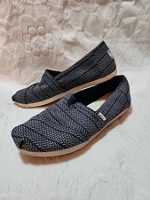 Womens Toms Alpargata Canvas Slip On Shoes Navy And Grey Geometric Size 7