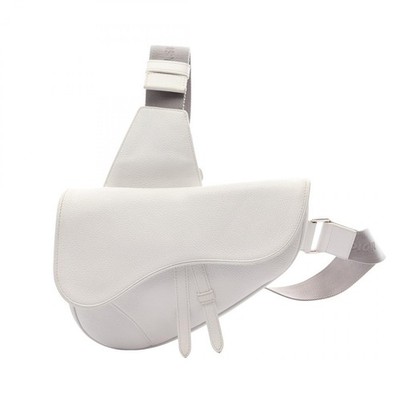 Christian Dior Saddle Waist Belt Umhängetasche Leder Weiß Gebraucht Herren