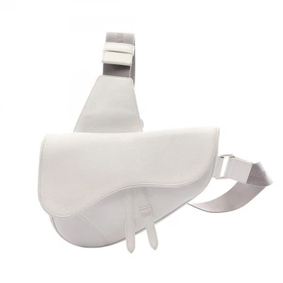 Sac bandoulière Christian Dior ceinture taille selle cuir blanc occasion homme - Photo 1/4