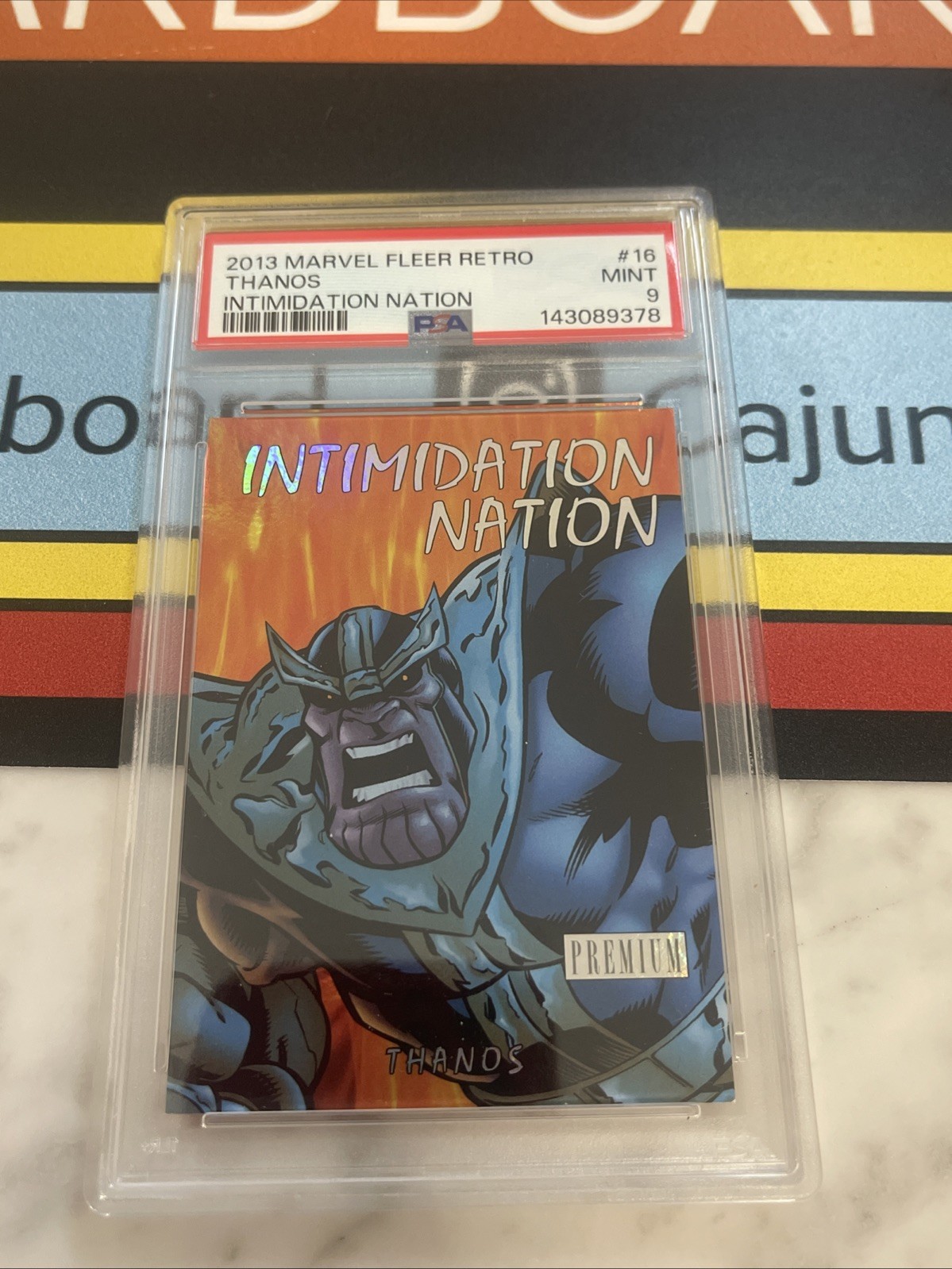 2013 Marvel Fleer Retro Thanos PSA 9 Intimidation Nation #16