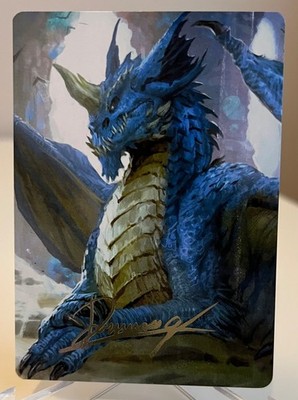 Young Blue Dragon Art Card *Gold-Stamped Signature* Art Series: BfBG Near Mint!