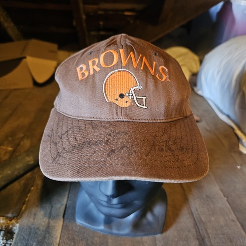 De colección Cleveland Browns Autografiado Firmado NFL Fútbol Talla Única Sombrero con Correa - Imagen 1 de 5