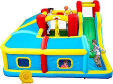 Inflatable Bounce House with Slide, Jumping Castle with Blower and Wave Pool, Ba